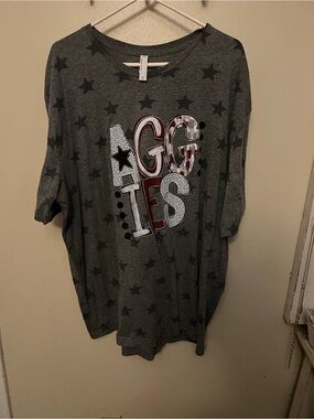 Women's Custom Texas A&M Aggies Gray Star Graphic Tee